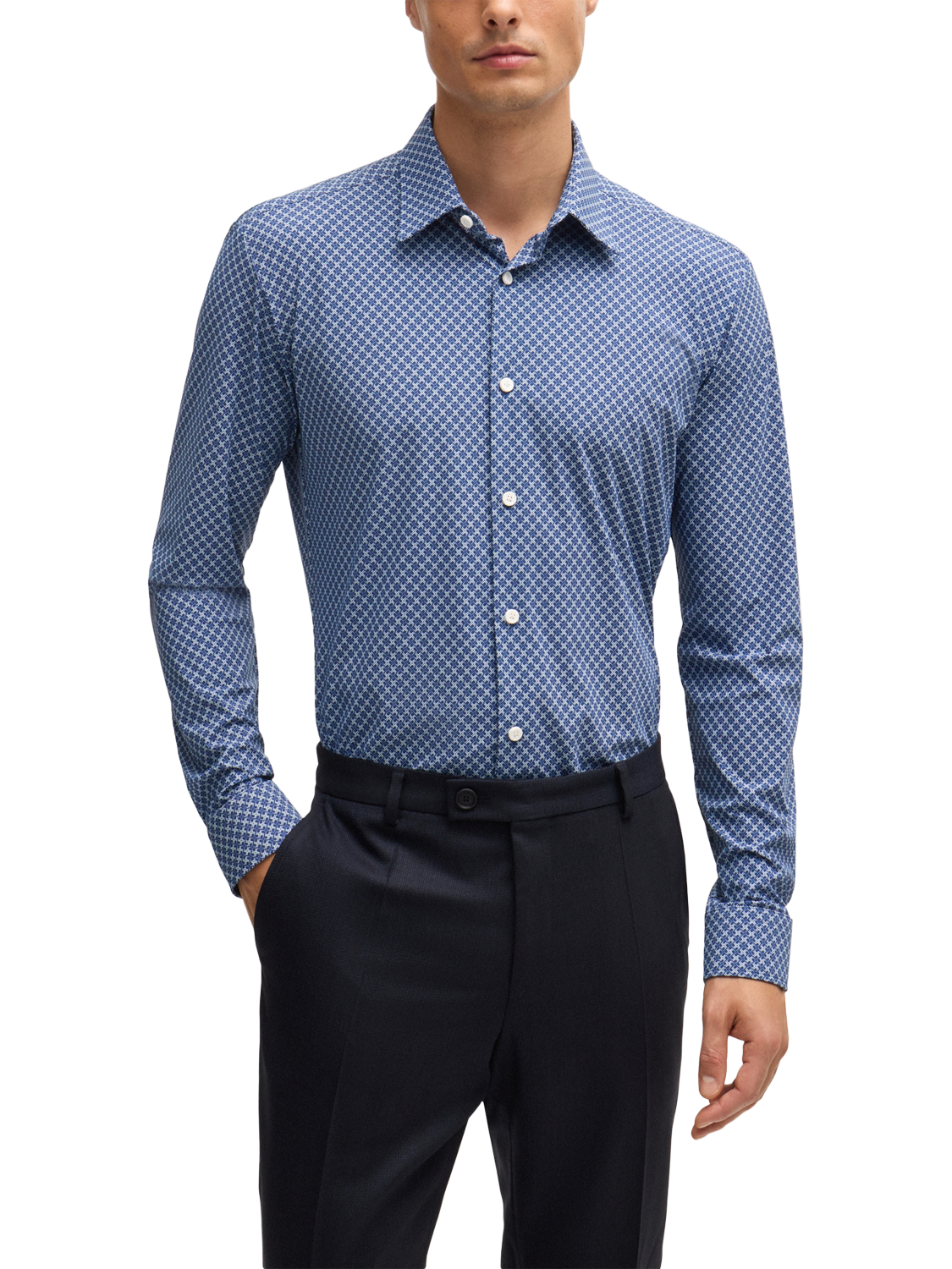 BOSS Slim Fit Long Sleeve Shirt, Open Blue