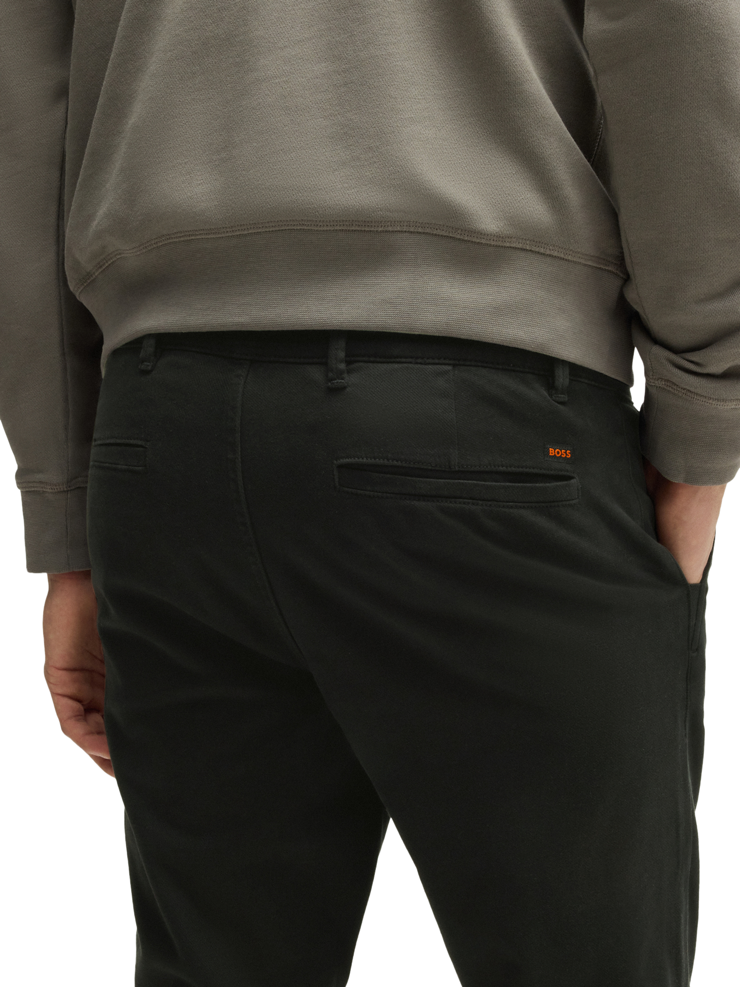 Product image 5 of 6, which shows BOSS Cavalry Twill Slim Fit Chinos, Black, 29R
