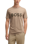 HUGO BOSS BOSS Cotton Mirror Logo Regular Fit T-Shirt, Beige