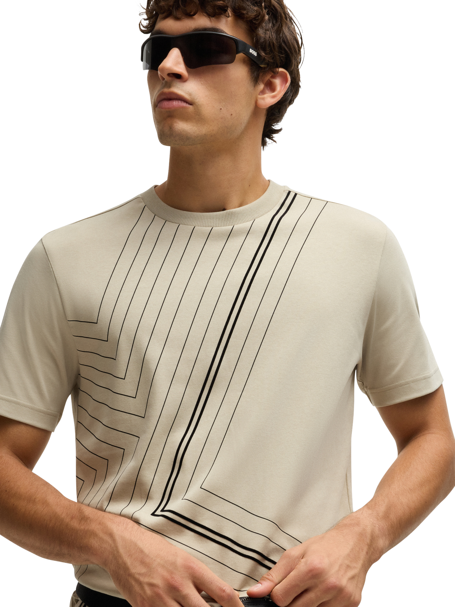 Product image 5 of 5, which shows BOSS Regular Fit Graphic Print T-Shirt, Light Beige, 4XL