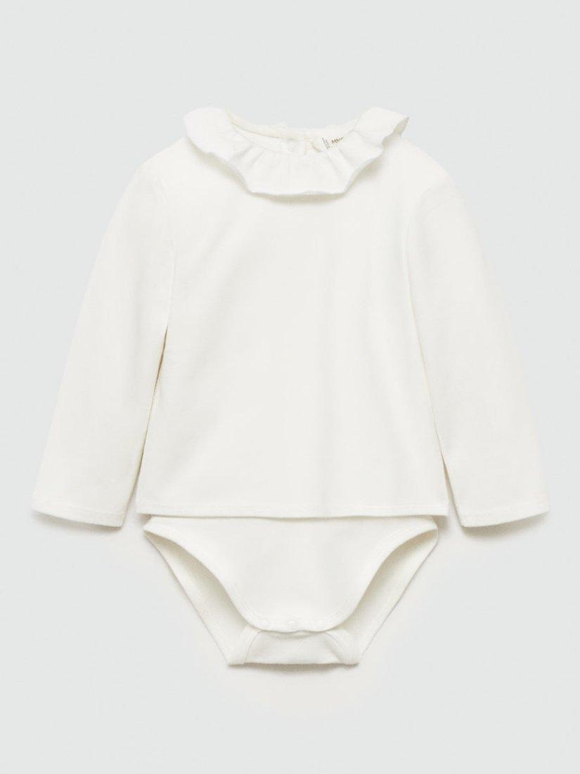 Mango Baby Nantes Frill Collar Bodysuit, Natural White