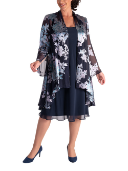 chesca Enchanted Leaf Devoree Jacket, Navy/Multi, Navy/Multi