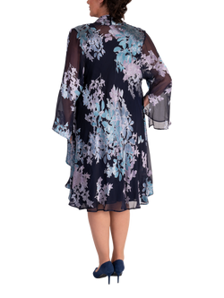 chesca Enchanted Leaf Devoree Jacket, Navy/Multi - view 2, Navy/Multi