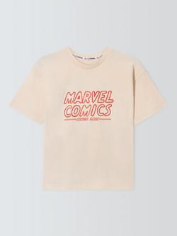 Brand Threads Kids' Marvel T-Shirt, Beige, Beige