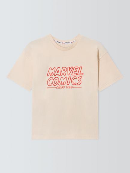Brand Threads Kids' Marvel T-Shirt, Beige, Beige