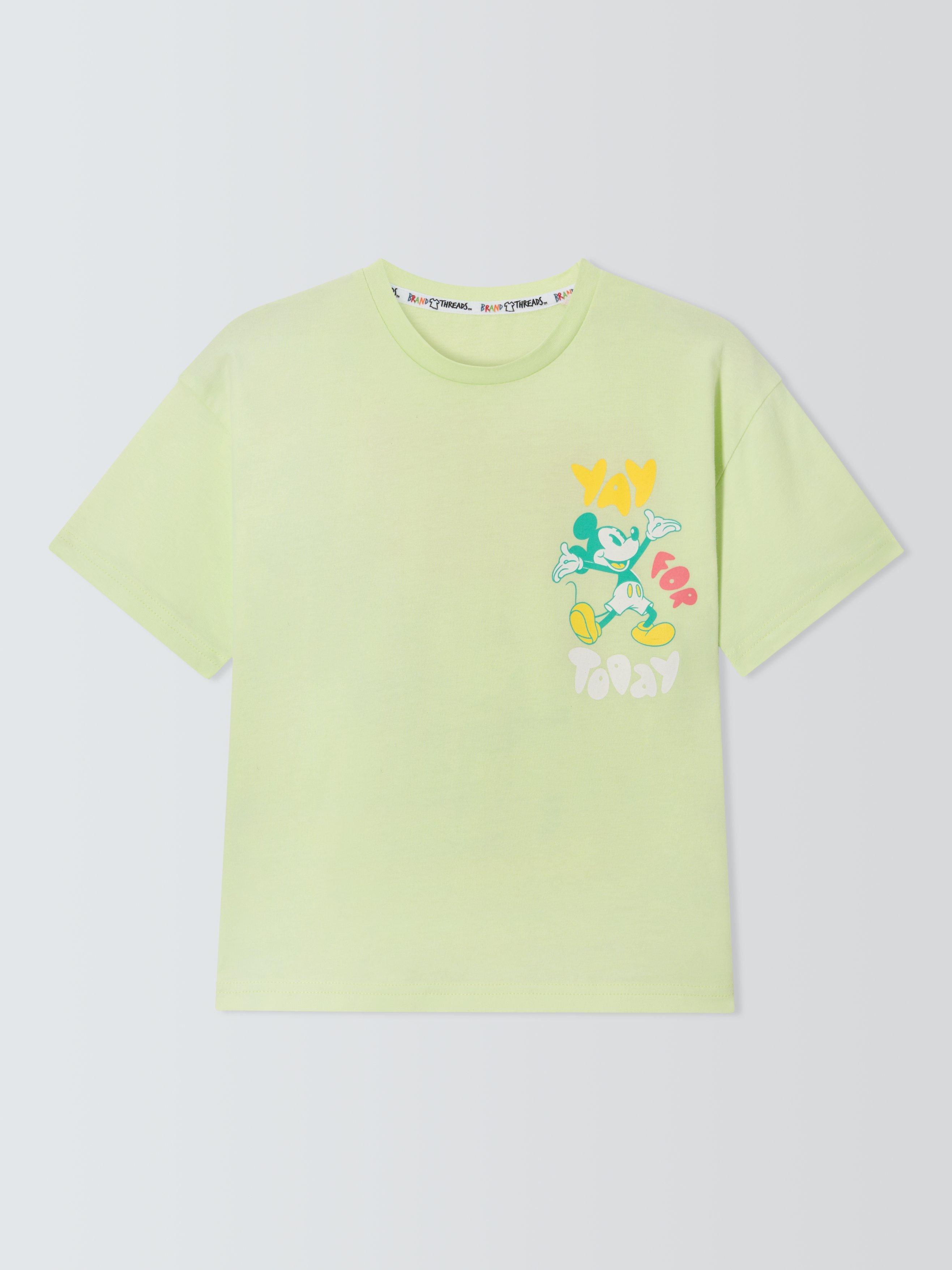 Product image 1 of 3, which shows Brand Threads Kids' Mickey Mouse T-Shirt, Green, 4-5 years