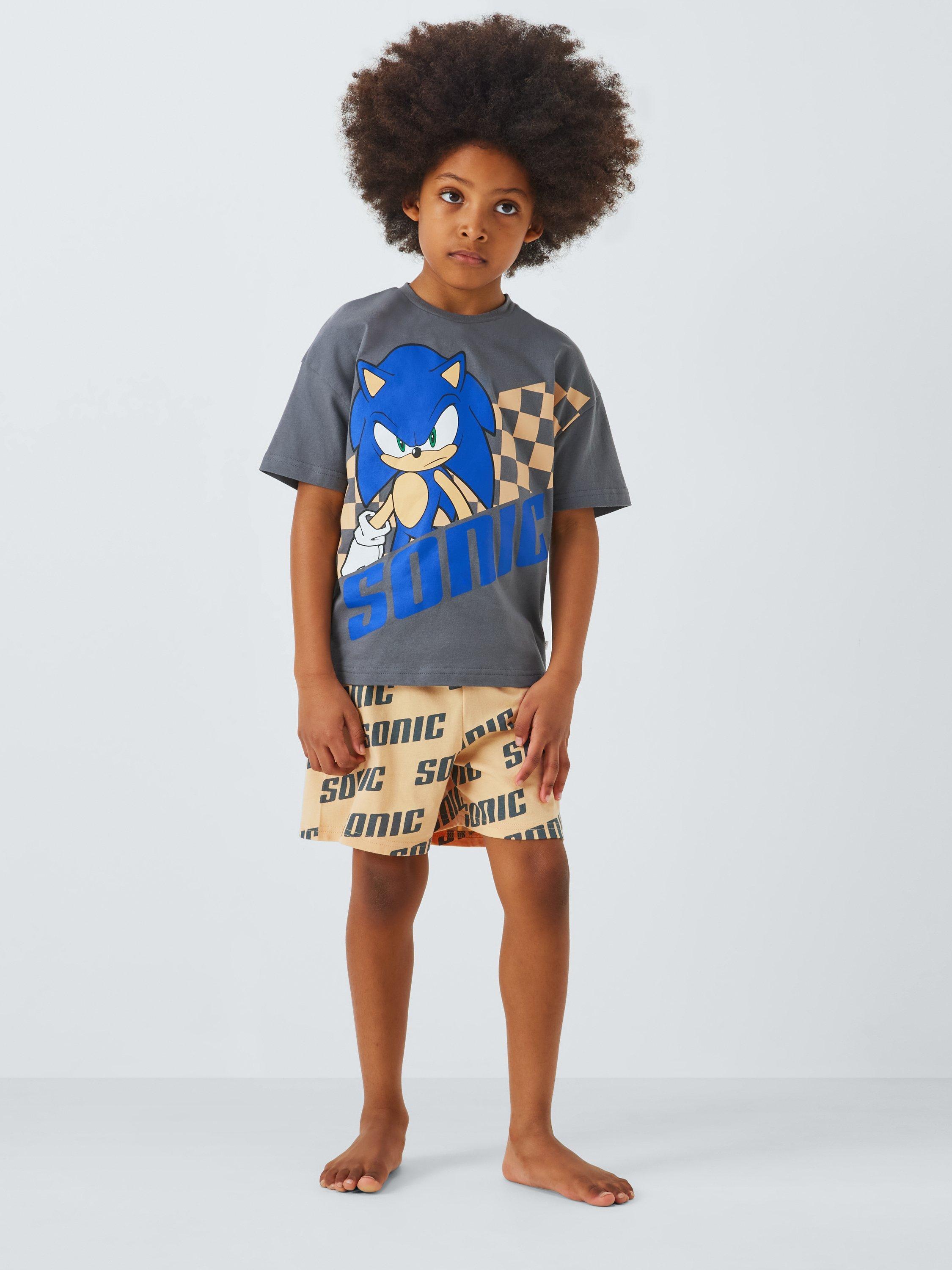 Product image 2 of 7, which shows Sonic the Hedgehog Kids' Cotton Pyjama Set, Cream/Brown, 8-9 years