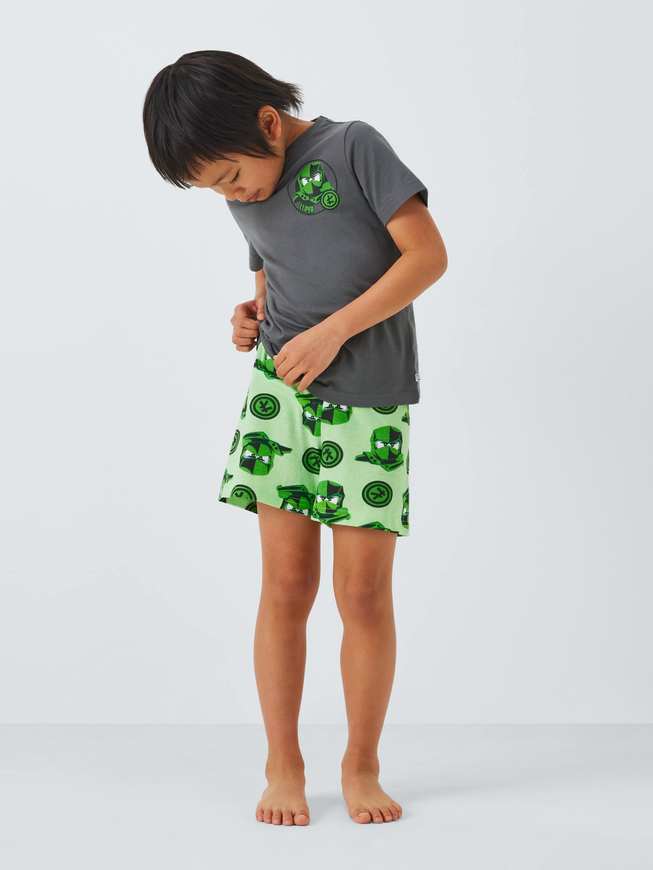 Product image 2 of 7, which shows Brand Threads Kids' Lego Ninjago Pyjama Set, Grey/Green, 7-8 years