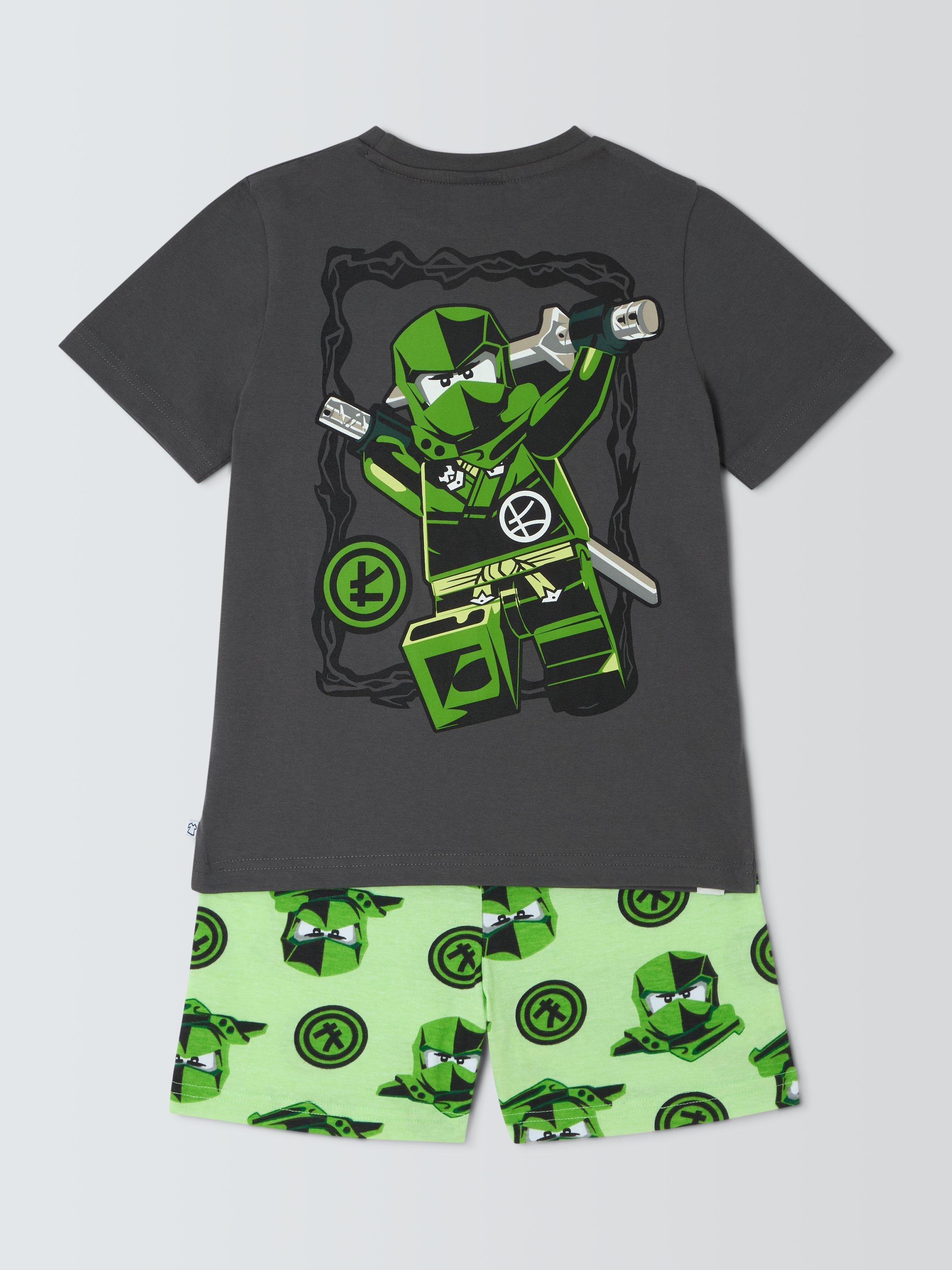 Product image 5 of 7, which shows Brand Threads Kids' Lego Ninjago Pyjama Set, Grey/Green, 7-8 years