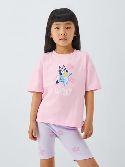 Bluey Kids' T-Shirt & Cycle Shorts Set, Pink, Pink