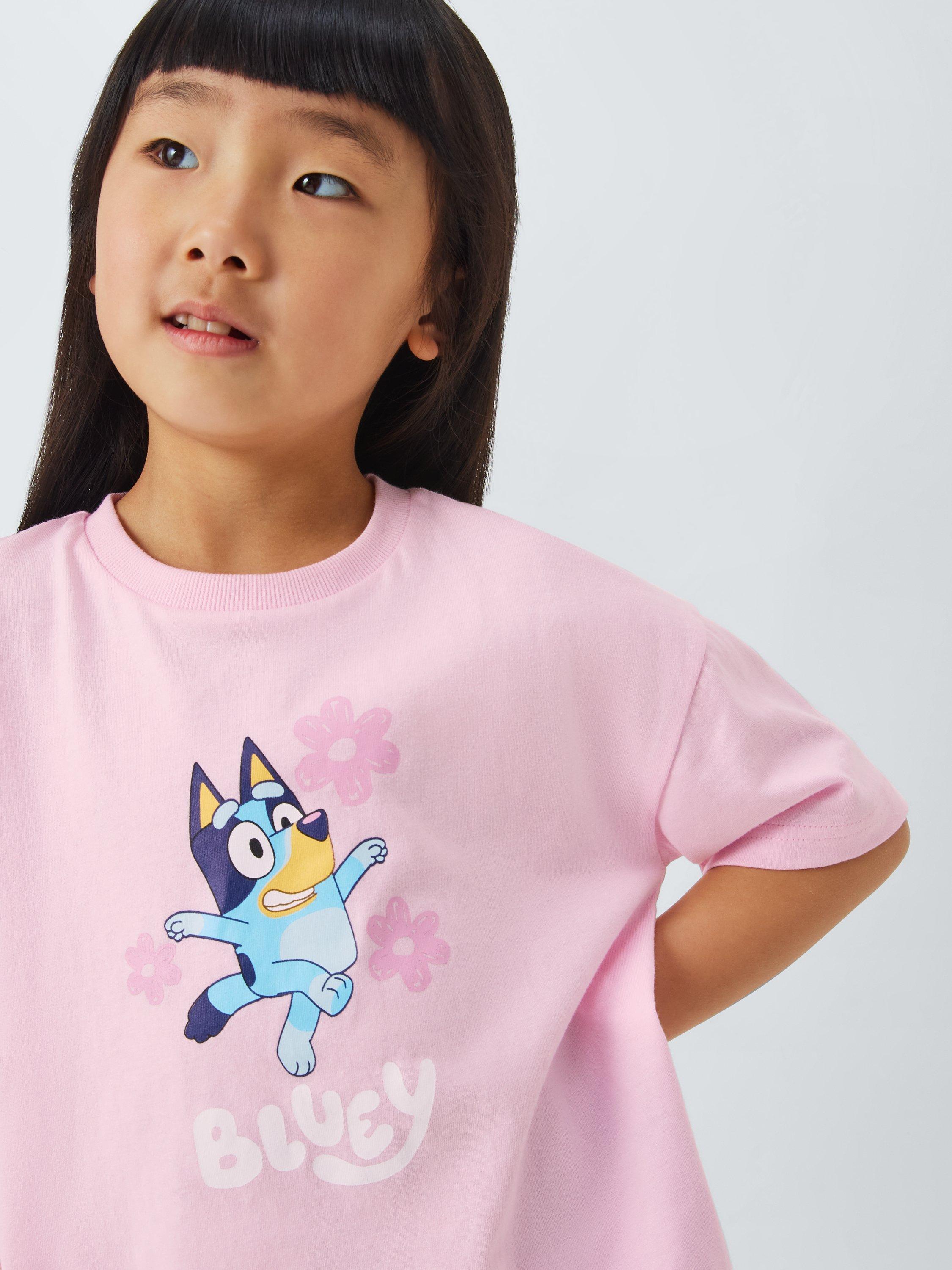 Product image 4 of 7, which shows Bluey Kids' T-Shirt & Cycle Shorts Set, Pink, 3-4 years