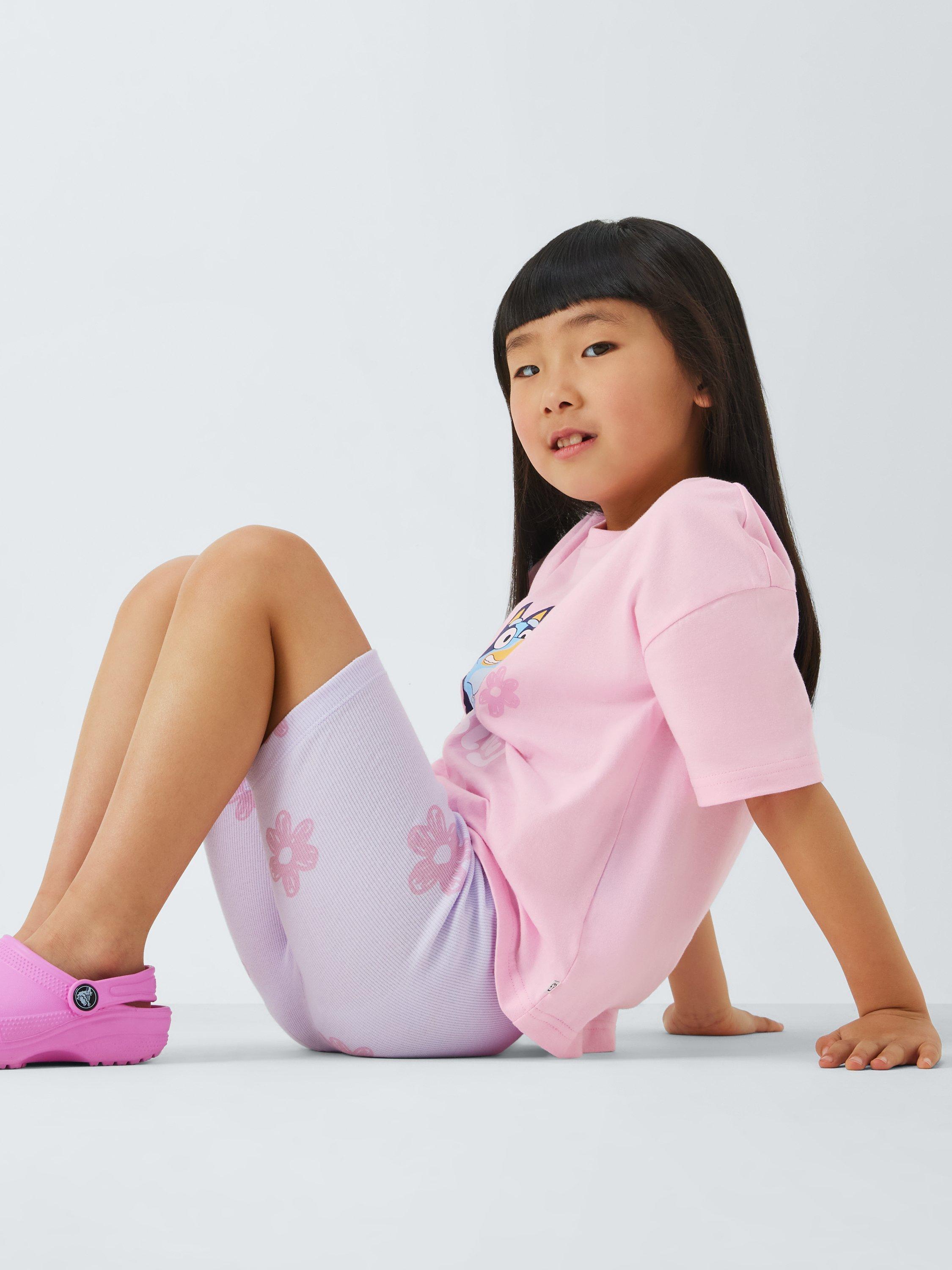 Product image 5 of 7, which shows Bluey Kids' T-Shirt & Cycle Shorts Set, Pink, 3-4 years