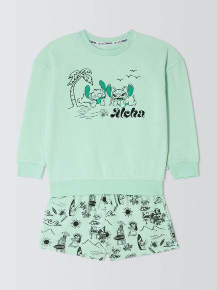 Brand Threads Kids' Lilo & Stitch Sweatshirt and Shorts Set, Mint - view 2, Mint
