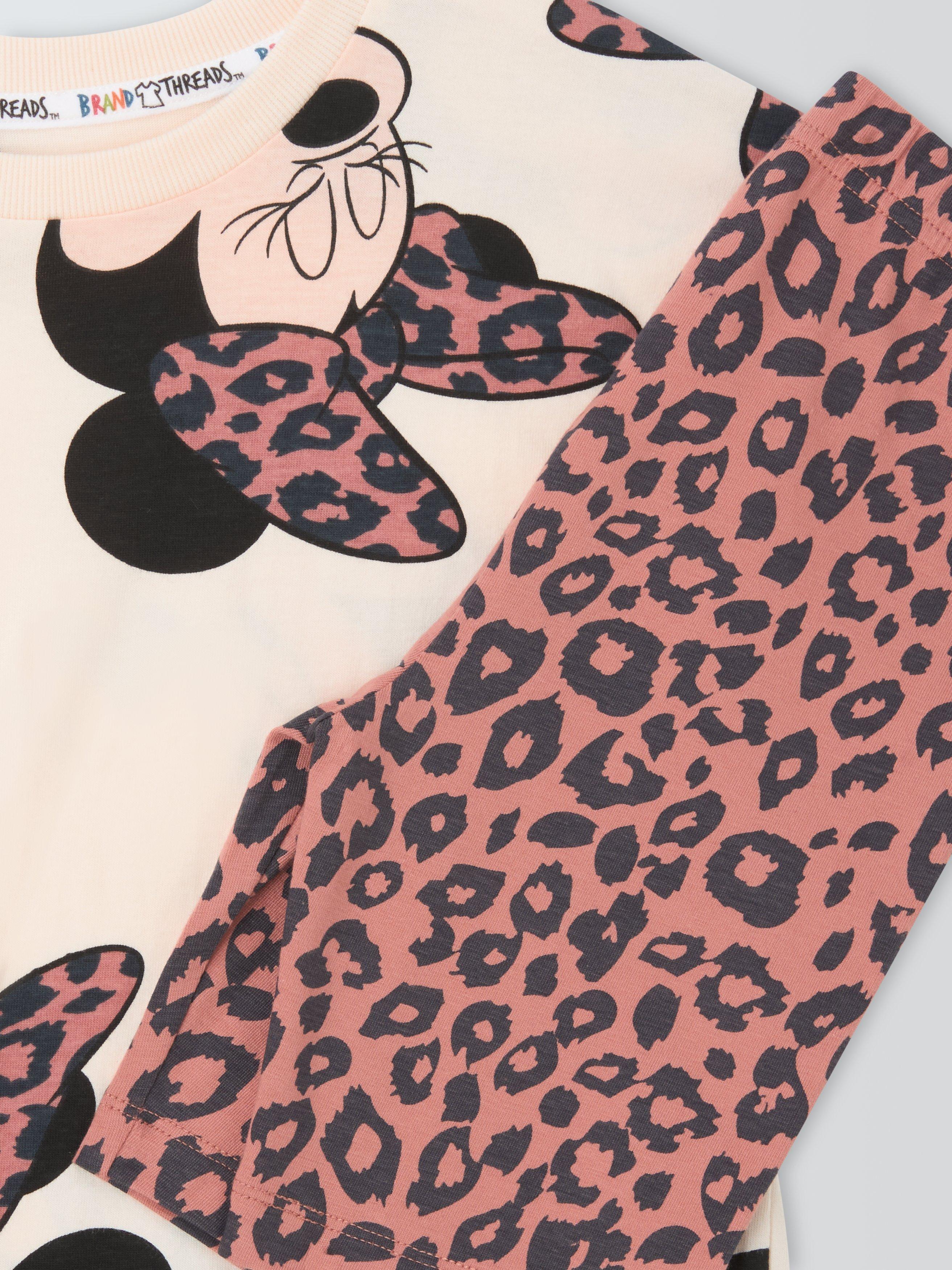 Product image 3 of 3, which shows Brand Threads Kids' Minnie Mouse T-Shirt and Shorts Set, White/Pink, 4-5 years