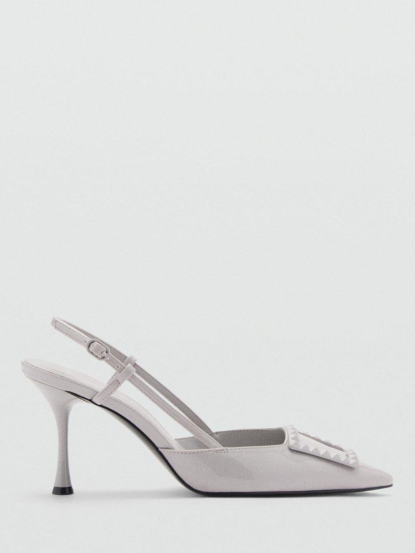 Mango Tona Buckle Pointed Slingback Courts, Grey