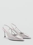 Mango Tona Buckle Pointed Slingback Courts, Grey