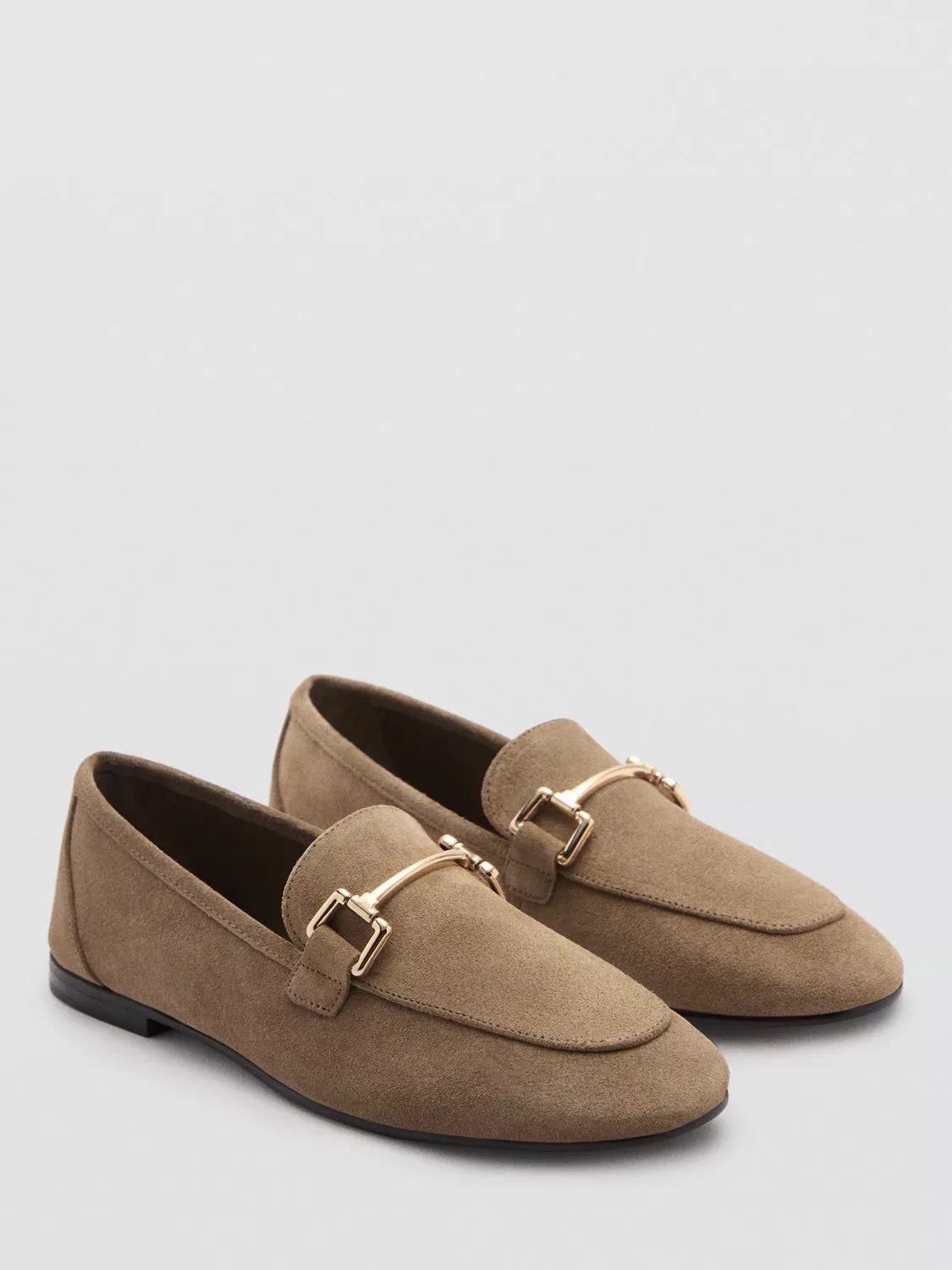 Mango Casa Suede Loafers Taupe