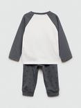 Mango Kids' Cotton Panda Pyjamas, Dark Grey