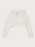 Monsoon Baby Fluffy Collar Cardigan, Ivory