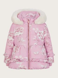 Monsoon Baby Marcella Roses Coat, Multi, Multi
