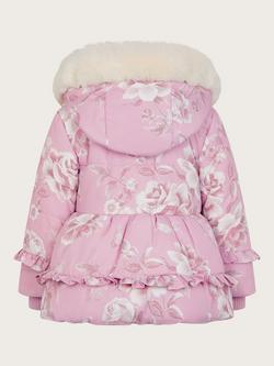 Monsoon Baby Marcella Roses Coat, Multi - view 2, Multi