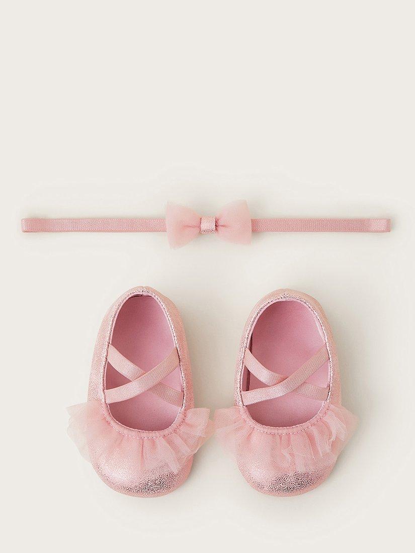 Monsoon Baby Metallic Headband & Booties Set, Pink
