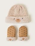 Monsoon Baby Borg Bear Hat and Mittens Set, Brown