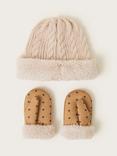 Monsoon Baby Borg Bear Hat and Mittens Set, Brown