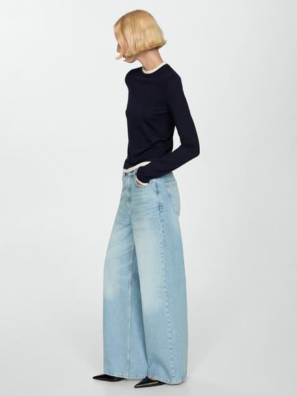 Mango Paco Contrast Trim Jumper - view 2, Navy