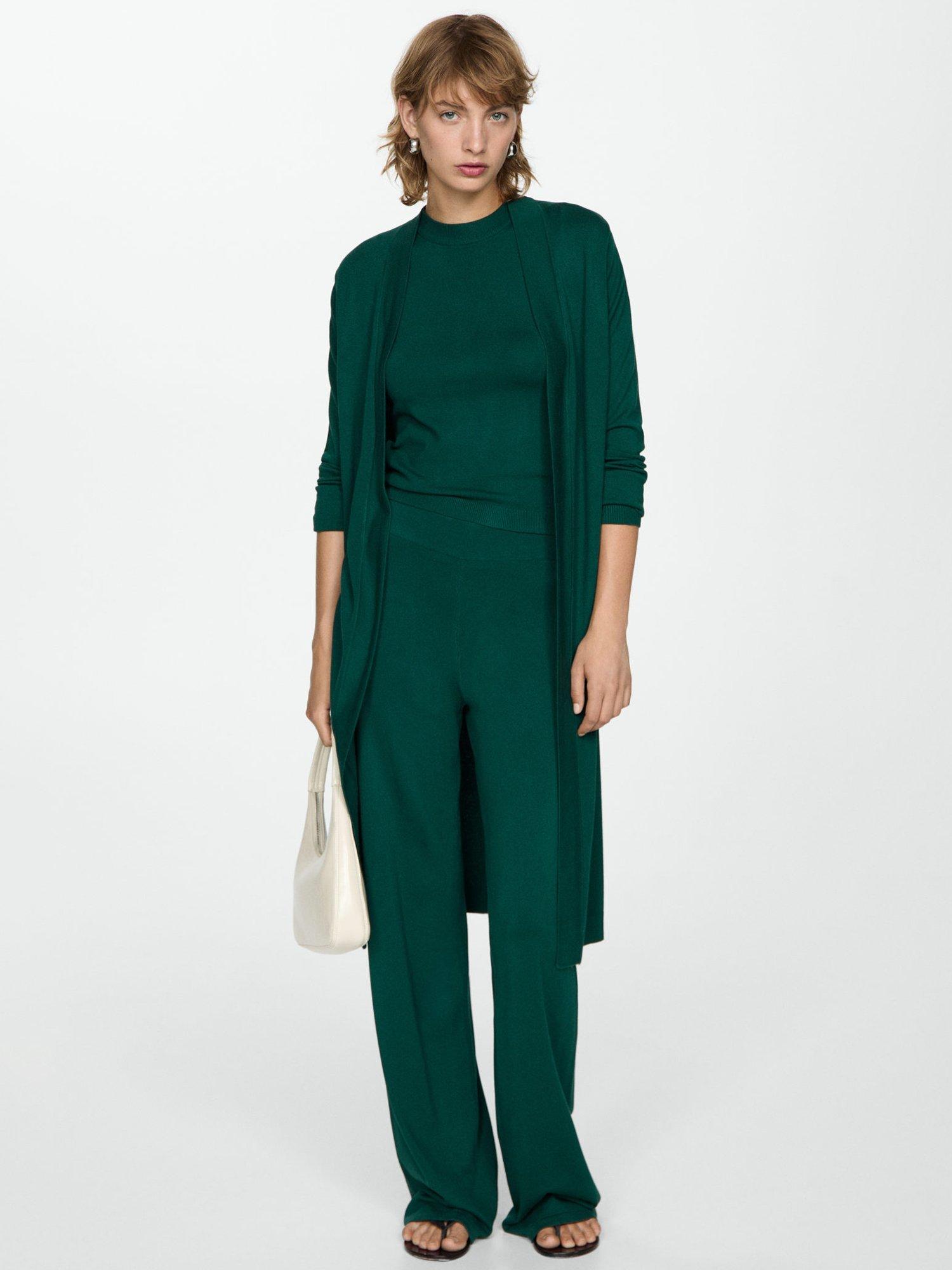Product image 2 of 7, which shows Mango Almibar Knit Trousers, Dark Green, S