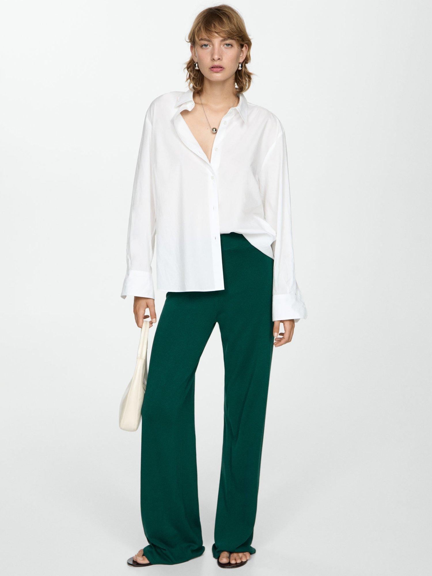 Product image 6 of 7, which shows Mango Almibar Knit Trousers, Dark Green, S