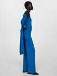 Mango Almibar Knit Wide Leg Trousers, Bright Blue