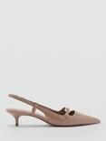 Mango Blesa Pointed Toe Buckle Detail Court Shoes, Sand