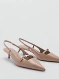 Mango Blesa Pointed Toe Buckle Detail Court Shoes, Sand