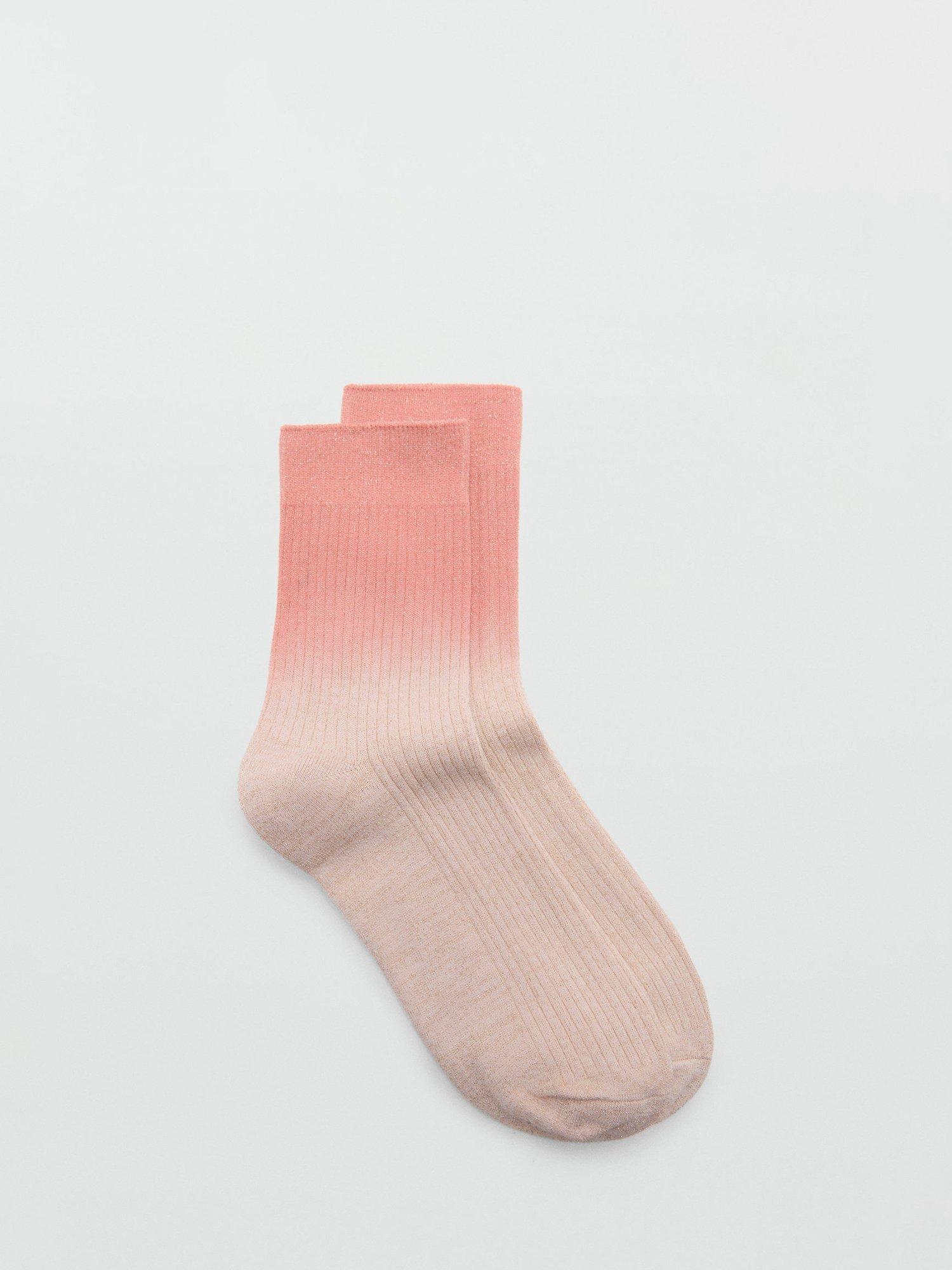 Mango Sunset Crew Socks, Peach/Multi, One Size