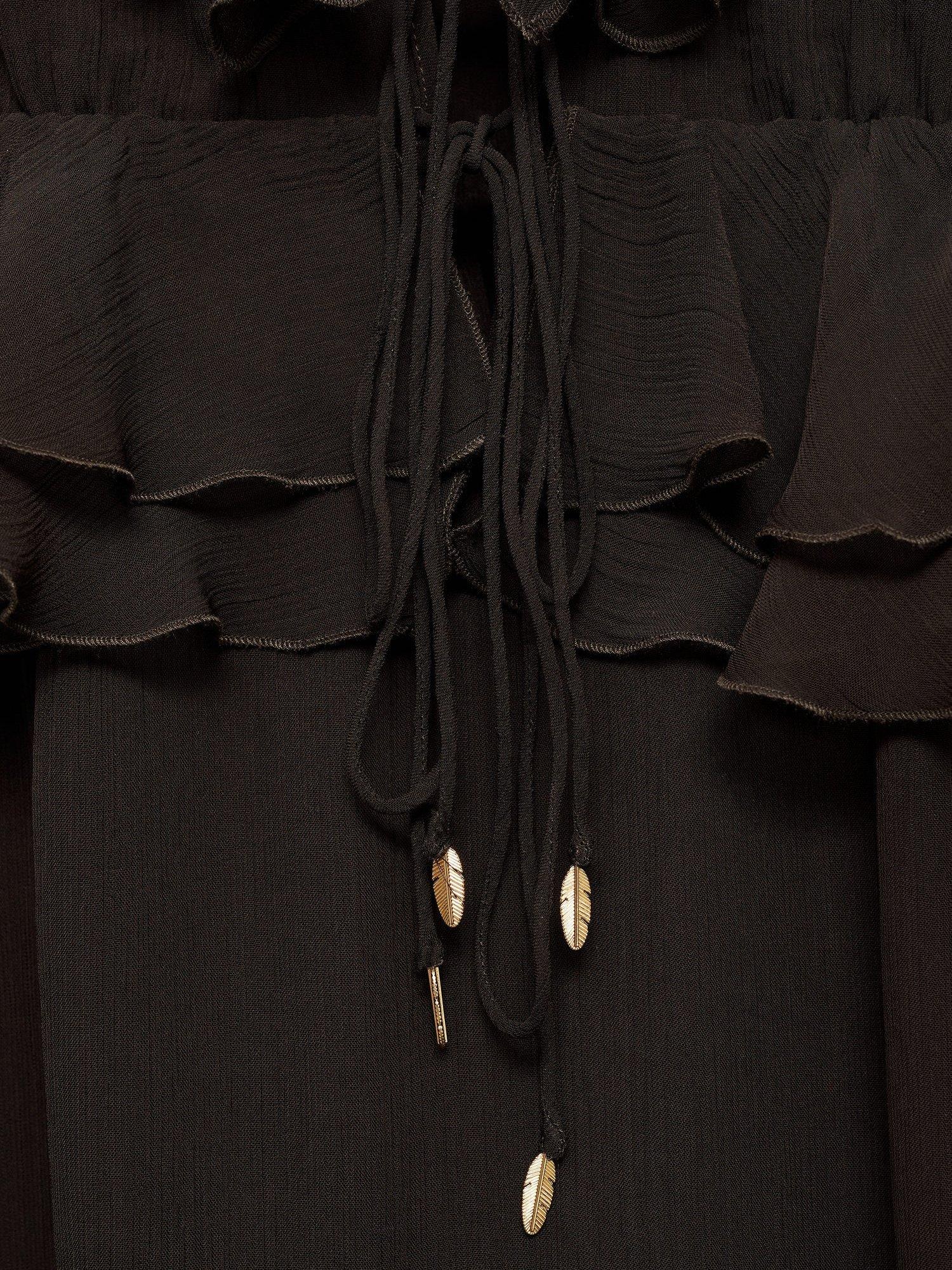 Product image 6 of 6, which shows Mango Garfi Ruffle Mini Dress, Dark Brown, 10