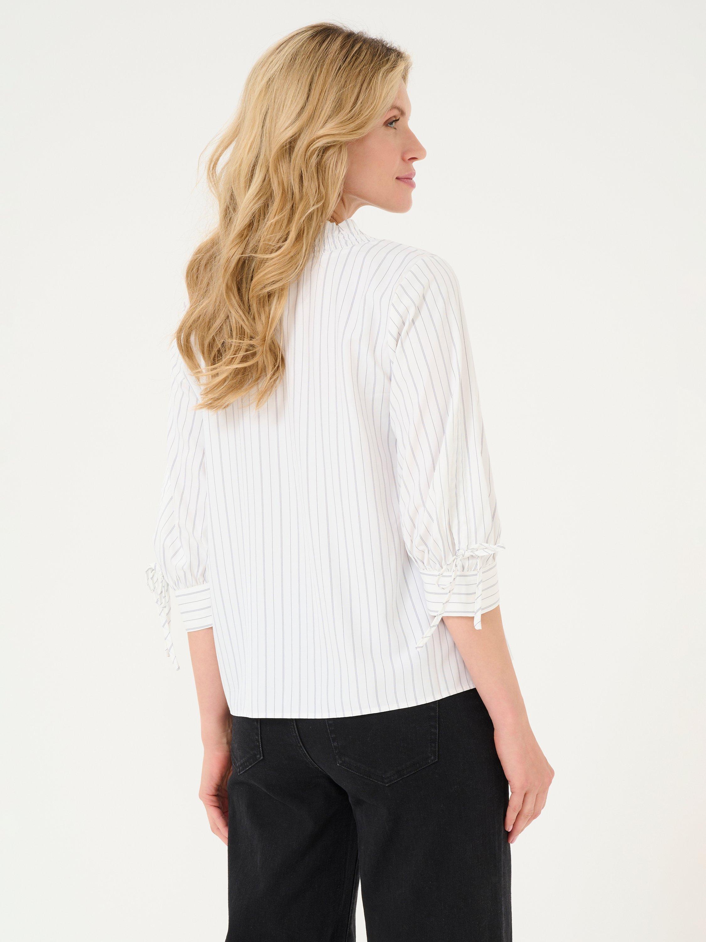 Product image 2 of 6, which shows KAFFE Tara V-Neck Top, White/Grey, 16