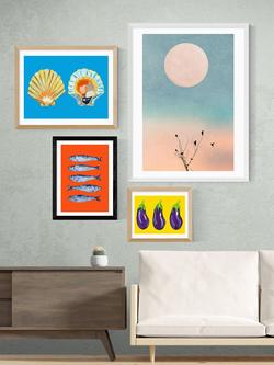 EAST END PRINTS Alice Straker 'Sardines Orange' Framed Print - view 2, Black Frame