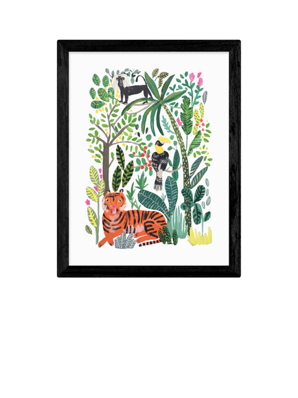 EAST END PRINTS Darcie Olley 'Indian Jungle' Framed Print, Black Frame