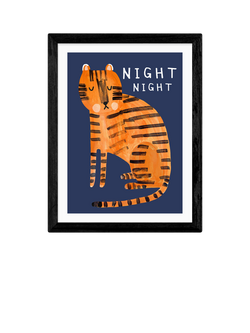 EAST END PRINTS Darcie Olley 'Night Night Tiger' Framed Print, Black Frame