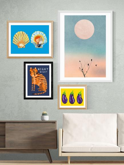 EAST END PRINTS Darcie Olley 'Night Night Tiger' Framed Print - view 2, Black Frame