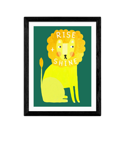 EAST END PRINTS Darcie Olley 'Rise and Shine Lion' Framed Print, Black Frame