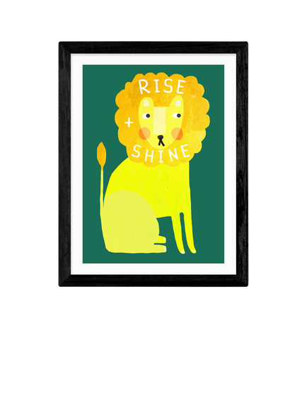 EAST END PRINTS Darcie Olley 'Rise and Shine Lion' Framed Print, Black Frame