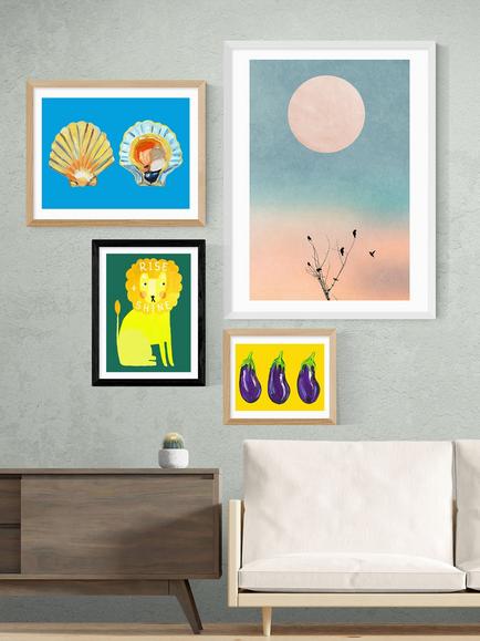 EAST END PRINTS Darcie Olley 'Rise and Shine Lion' Framed Print - view 2, Black Frame