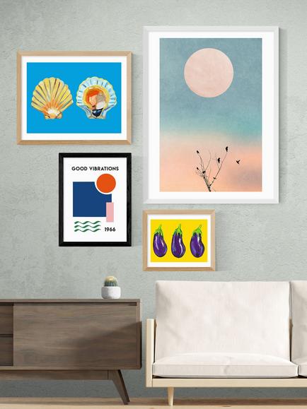 EAST END PRINTS Fan Club 'Good Vibrations' Framed Print - view 2, Black Frame