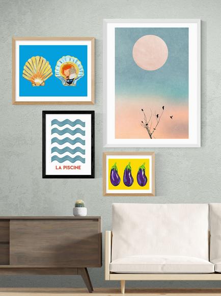 EAST END PRINTS Fan Club 'La Piscine' Framed Print - view 2, Black Frame