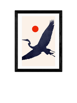 EAST END PRINTS Kubistika 'Crane' Framed Print, Black Frame