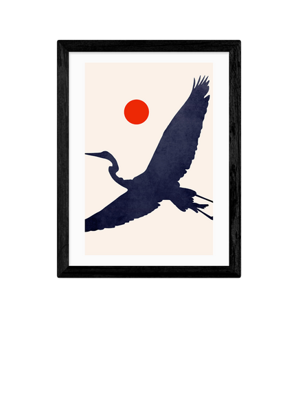 EAST END PRINTS Kubistika 'Crane' Framed Print, Black Frame