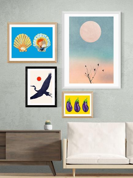 EAST END PRINTS Kubistika 'Crane' Framed Print - view 2, Black Frame