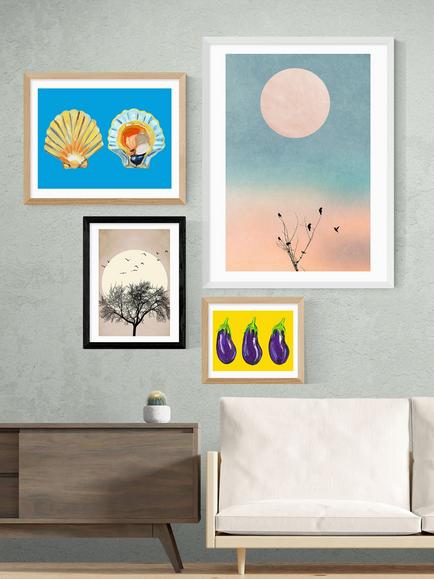 EAST END PRINTS Kubistika 'Dreamers' Framed Print - view 2, Black Frame